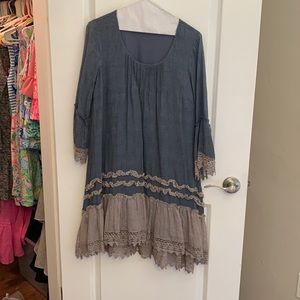 Medium boutique Jean and tan swing dress